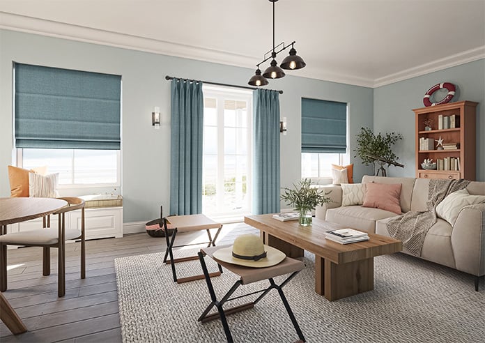 Jakarta, Cerulean - Motorised Roman Blind - Image 6